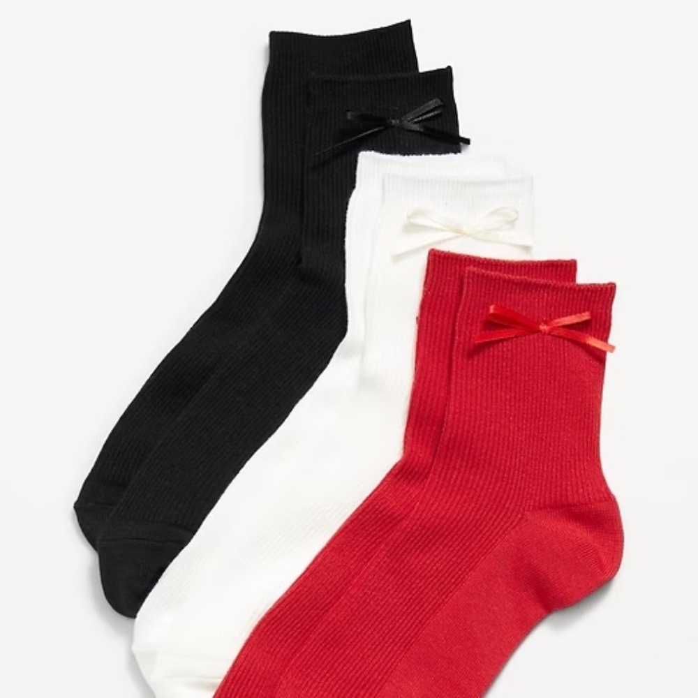 Bow Trim Crew Sock 3-Pack NWT